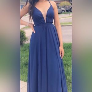 Crisscross back, slide slit dress/ prom dress